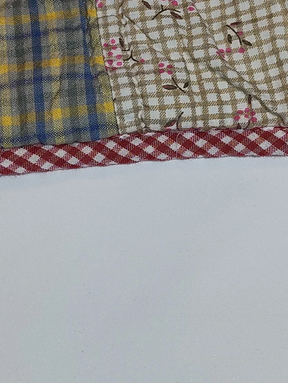Pair of Pottery Barn Madras Plaid Quilted Standard Pillow Shams